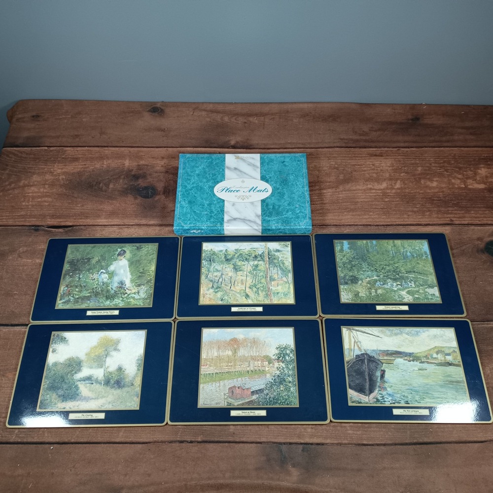 Set of 6 Vintage Art Reproduction Placemats Monet Renoir Degas Art Nouveau Style
